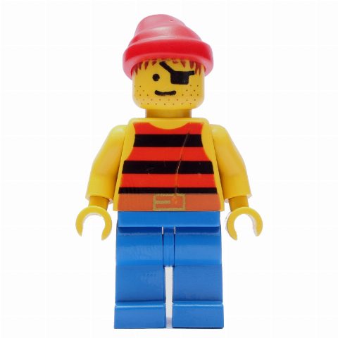 Minifigurka Pirate - Red/Black Stripes, Blue Legs, Red Bandana