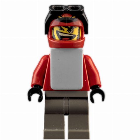 Minifigurka Snowboarder, Red, Dark Gray Legs, White Vest