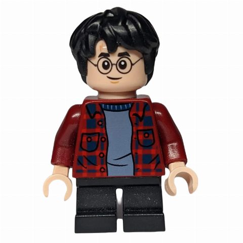 Minifigurka Harry Potter, Open Dark Red Shirt, Short Black Legs