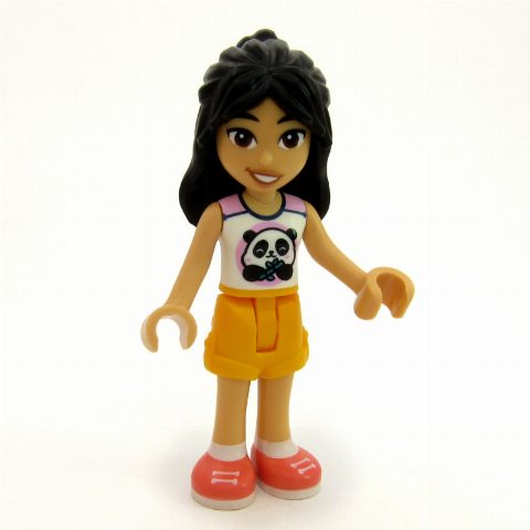 Minifigurka Liann - White Shirt with Panda, Bright Light Orange Shorts