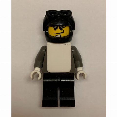 Minifigurka Snowboarder, Dark Gray, Black Helmet, White Vest