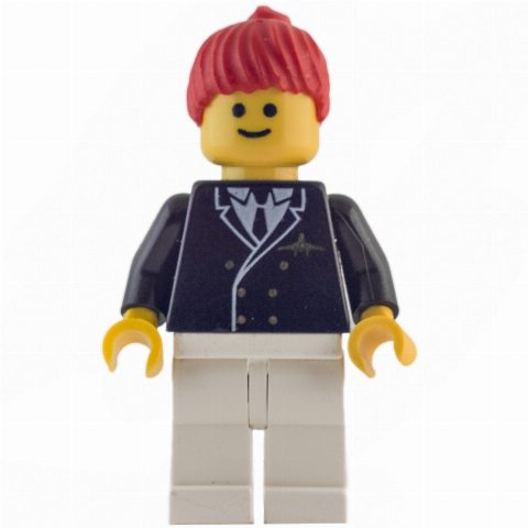 Minifigurka Pilot - Black Torso, White Legs, Red Hair
