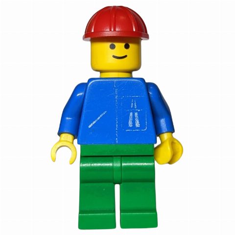 Minifigurka Blue Torso, Green Legs, Red Helmet