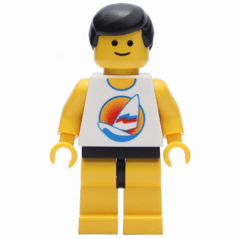 Minifigurka White Torso, Yellow Legs, Black Hair