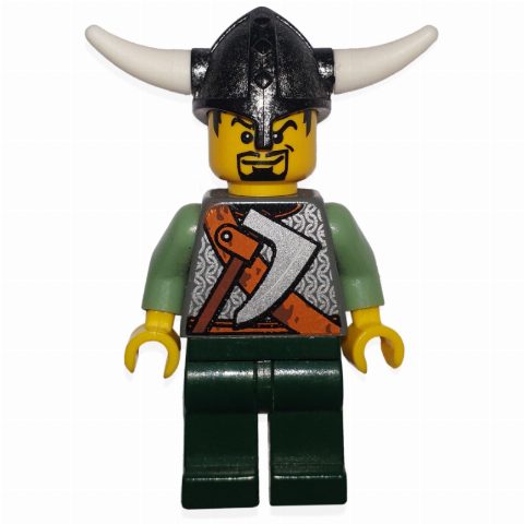 Minifigurka Viking Warrior - Armour, Battle Axe on Torso, Sand Green Arms, Dark Green Legs