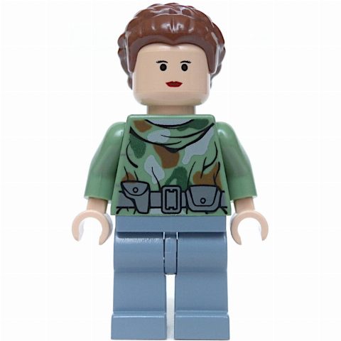 Minifigurka Princess Leia, Endor Outfit, Sand Green Top