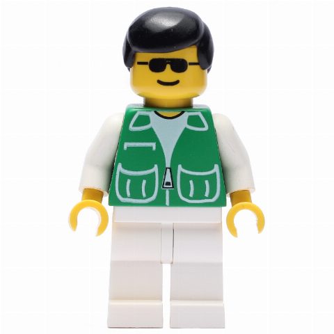Minifigurka Man, Green Jacket, White Legs, Black Hair