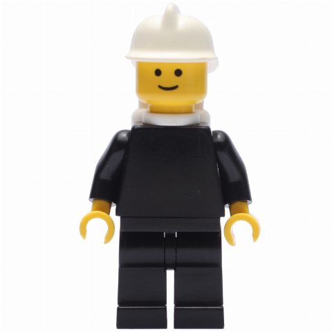 Minifigurka Fireman, Plain Black, White Helmet, Airtanks