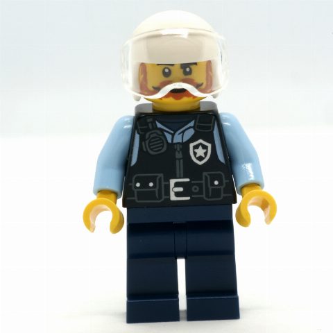 Minifigurka Police Officer, Pilot - Black Torso, Dark Blue Legs, White Helmet