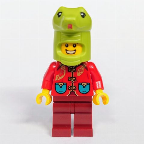 Minifigurka Snake Costume, Red Torso, Dark Red Legs