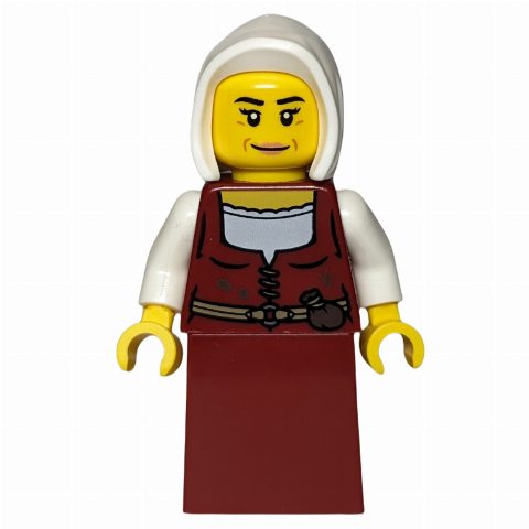 Minifigurka Innkeeper, Dark Red Dress, White Hood