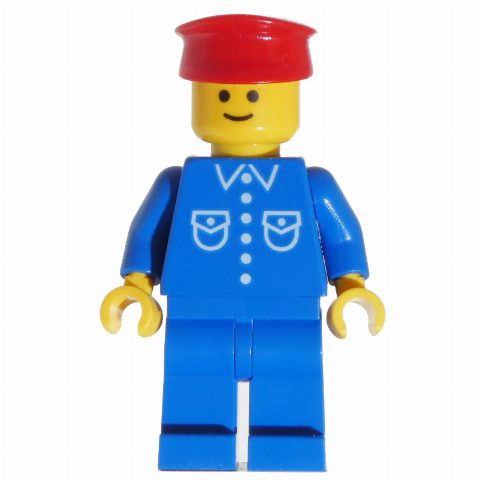 Minifigurka Blue Torso, Blue Legs, Red Hat