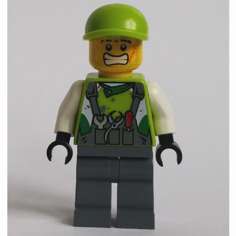 Minifigurka Crew Member Lime Torso, Dark Bluish Grey Legs 3