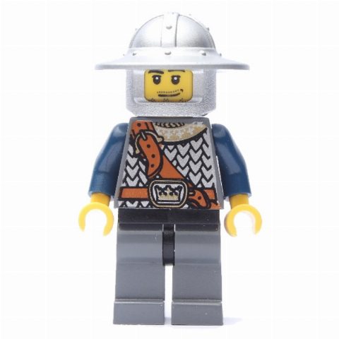 Minifigurka Knight, Dark Blue, Wide Brim Helmet, Stubble