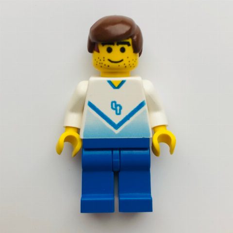 Minifigurka Soccer Player White Torso, Blue Legs, #4