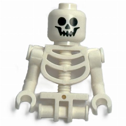 Minifigurka Skeleton, Standard Face, Bent Arms, Vertical Hand Clips, 78132 Torso, No Legs