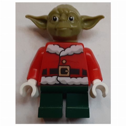 Minifigurka Yoda, Olive Green Head, Santa Jacket