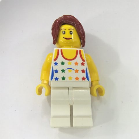 Minifigurka Female with Rainbow Stars on Tank Top and White Legs