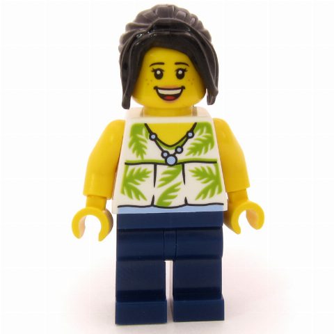 Minifigurka Passenger, White Torso, Dark Blue Legs, Black Hair