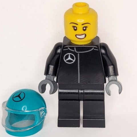 Minifigurka F1 Driver, Mercedes, Black Suit