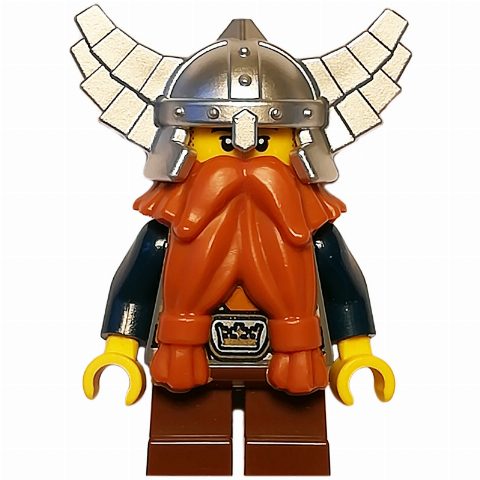 Minifigurka Dwarf, Dark Orange Beard, Metallic Silver Helmet