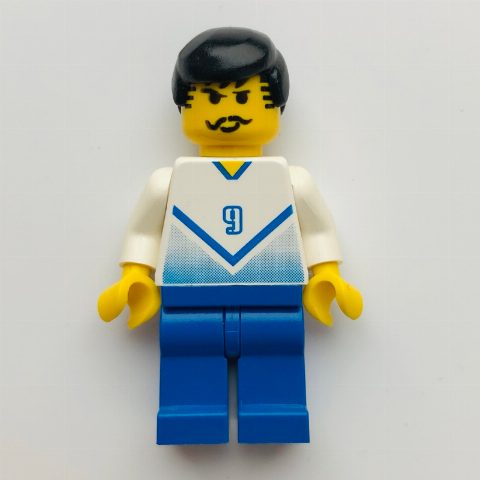 Minifigurka Soccer Player White Torso, Blue Legs #9