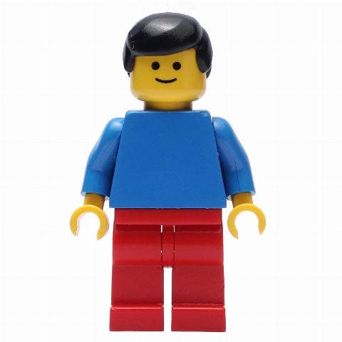 Minifigurka Man - Blue Torso, Red Legs, Black Hair