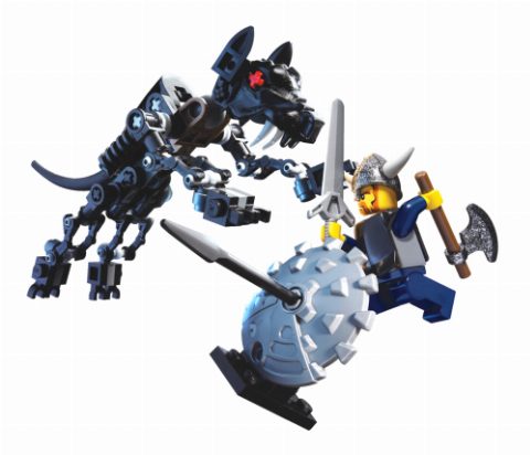 Zestaw LEGO Viking Warrior challenges the Fenris Wolf (Vikings)