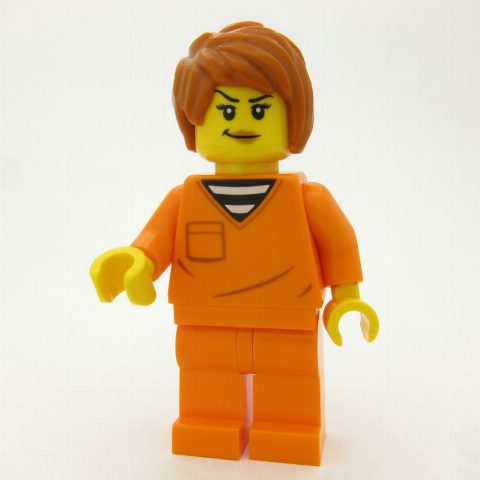 Minifigurka Criminal, Orange Jumpsuit, Dark Orange Hair