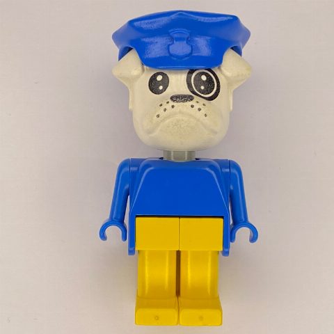 Minifigurka Boris Bulldog, White Head, Blue Torso, Yellow Legs, Blue Police Hat
