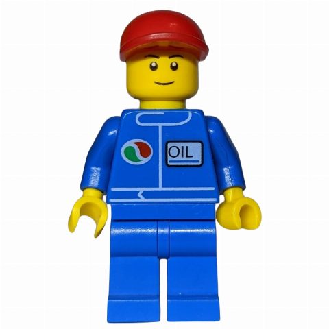 Minifigurka Mechanic, Blue Jumpsuit with Octan Logo, Red Cap, Smile, Black Eyebrows