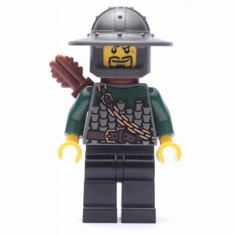 Minifigurka Dragon Knight, Archer, Dark Green, Wide Brim Helmet, Quiver, Goatee Beard