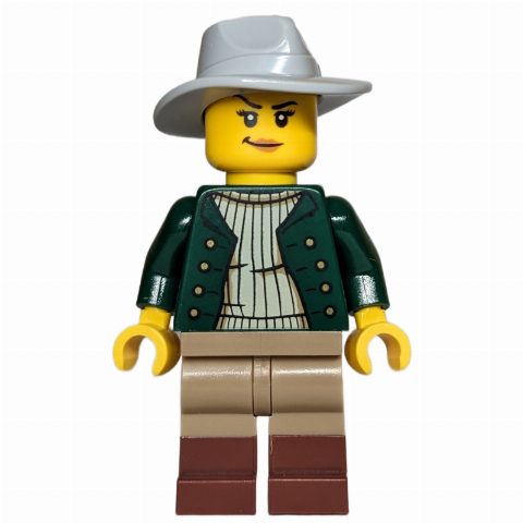 Minifigurka Robber, Dark Green Torso, Dark Tan Legs, Light Bluish Grey Fedora