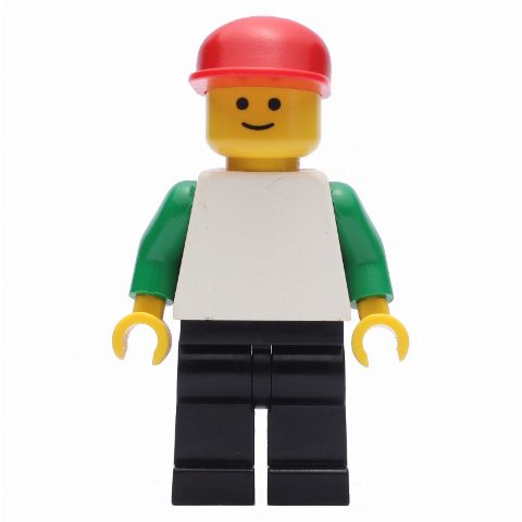 Minifigurka White Torso, Black Legs, Red Hat