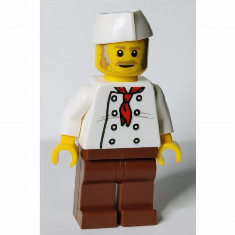 Minifigurka Chef - White Torso, Reddish Brown Legs