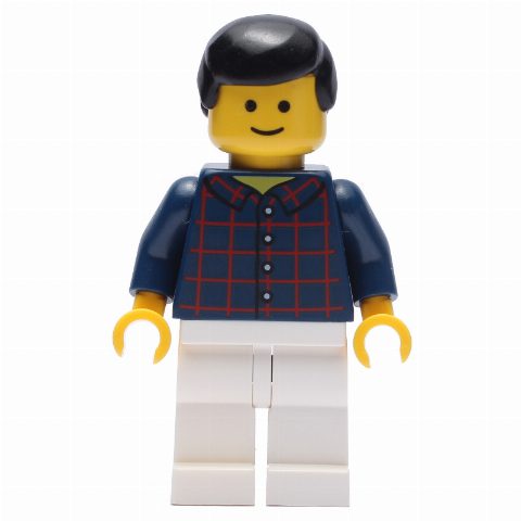 Minifigurka Dark Blue Torso, White Legs, Black Hair