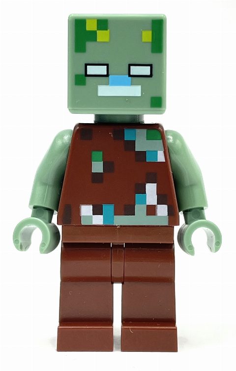 Minifigurka Zombie, Sand Green Head (Drowned)
