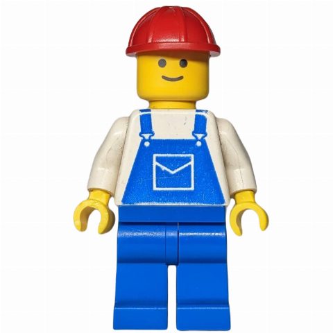 Minifigurka Man, Blue Overalls, Red Hard Hat