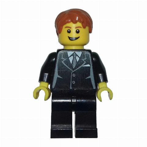 Minifigurka Black Torso, Black Legs, Dark Orange Hair