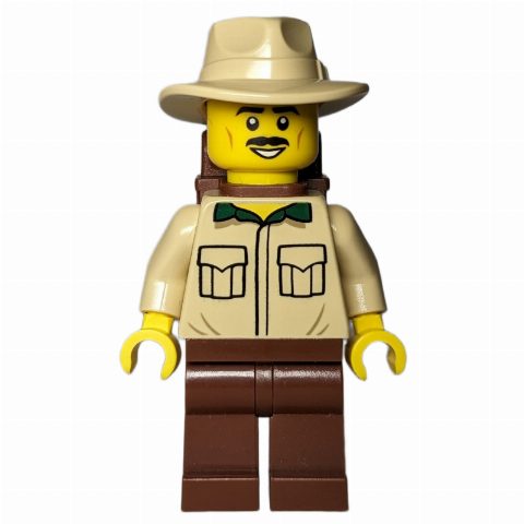 Minifigurka Tan Torso, Reddish Brown Legs, Tan Hat