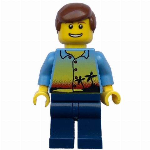 Minifigurka Man - Hawaiian Shirt, Dark Blue Legs
