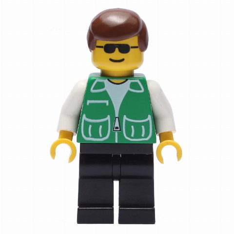 Minifigurka Man, Green Jacket, Black Legs, Sunglasses