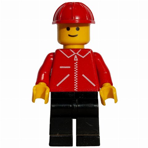 Minifigurka Man - Red Jacket, Red Construction Helmet