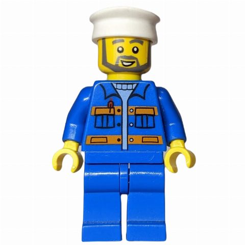 Minifigurka Worker with White Hat and Gray Beard