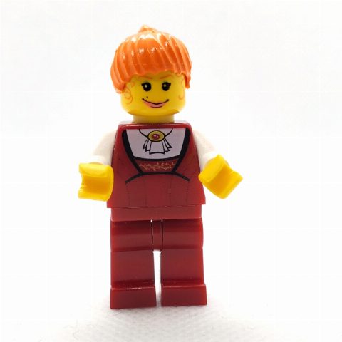 Minifigurka Female - Dark Red Torso, Dark Red Legs, White Shirt