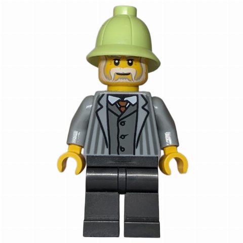 Minifigurka Man, Light Bluish Grey Torso, Pearl Titanium Legs, Yellowish Green Helmet