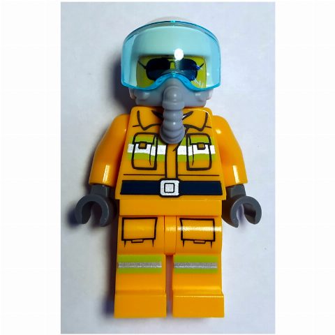 Minifigurka Pilot, Orange Torso, Orange Legs, White Helmet, Breathing Apparatus (Allie Aires)
