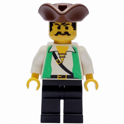 Minifigurka Pirate - Green Vest, Black Legs, Brown Tricorne