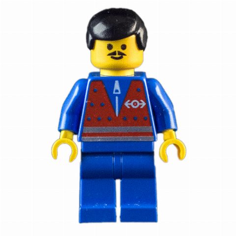 Minifigurka Blue Torso, Blue Legs, Black Hair, Mustache