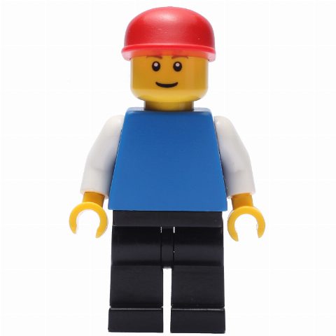 Minifigurka Blue Torso, Black Legs, Red Cap